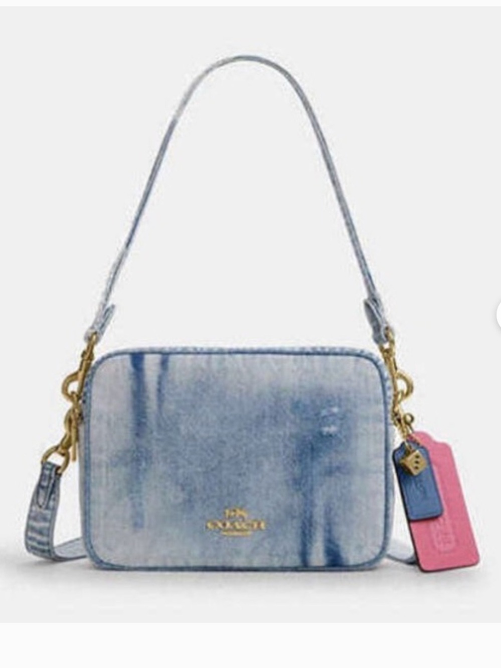Coach Loved Denim Large Casey Crossbody Bag with Charms 🌸 🎲 💜